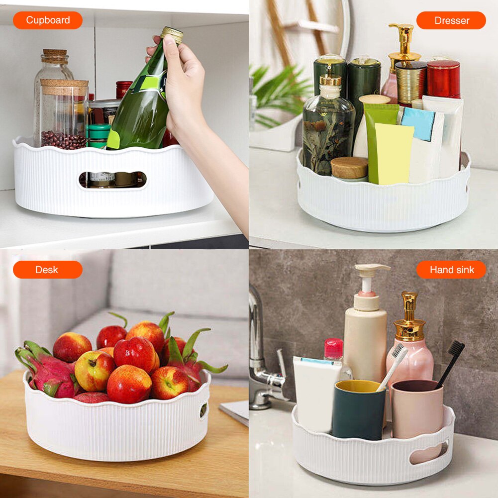 Kitchen Storage Food Organizer Condiment Holder Cooking Oil Revolving Large Capacity ABS Rack Makeup Home Lazy Turntable
