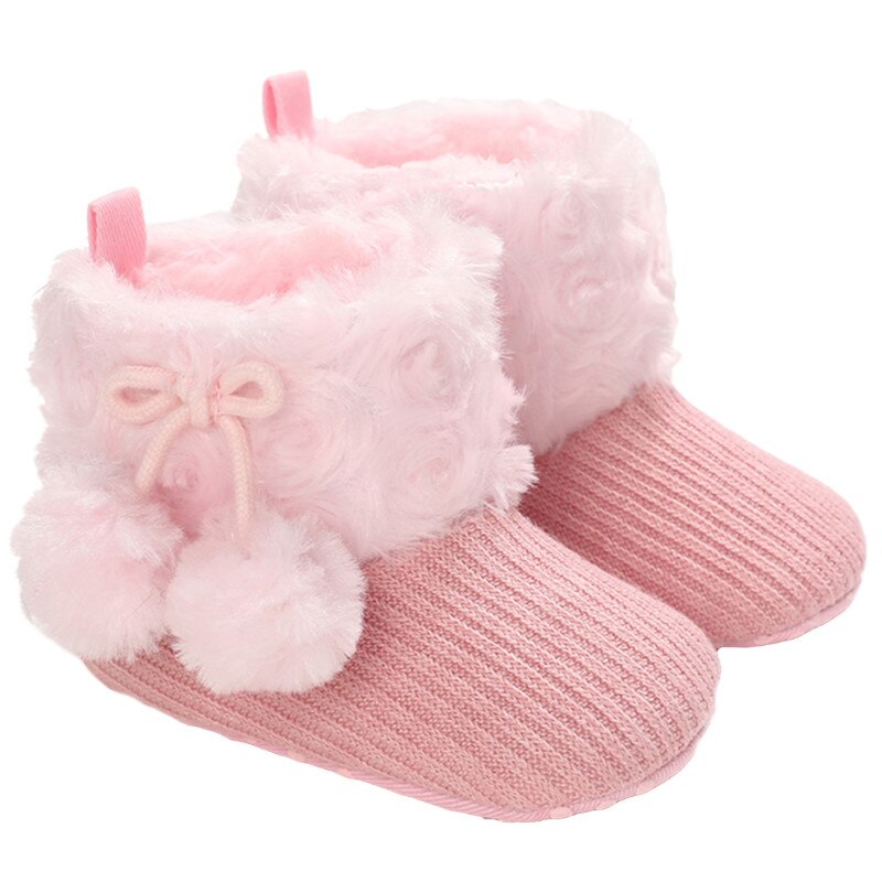 Winter Baby Schuhe, Einfarbig Weichen Bequemen Hairball Anti-Unterhose Prewalker Baumwolle Stiefel für freundlicher