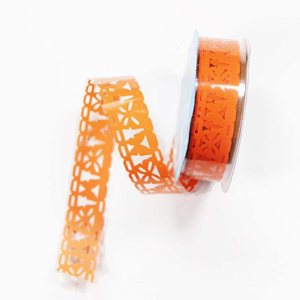 Lace Flower Masking Tape Paper Ribbon Lace Roll Scrapbooking Self Adhesive Sticker DIY Album Decorative: Orange