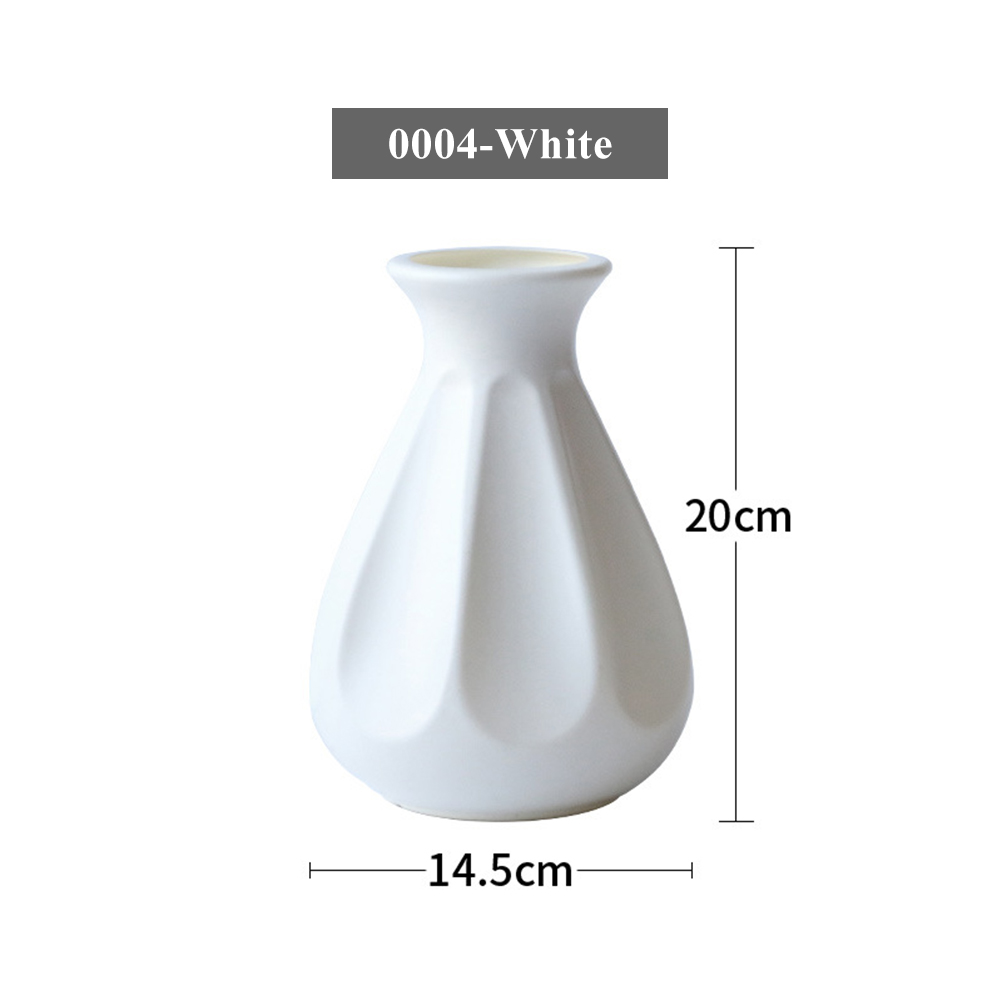 1Pce Nordic decorative vase imitation ceramic flower basket plastic vase decorative ornament flower pot vase ornament: 0004 White
