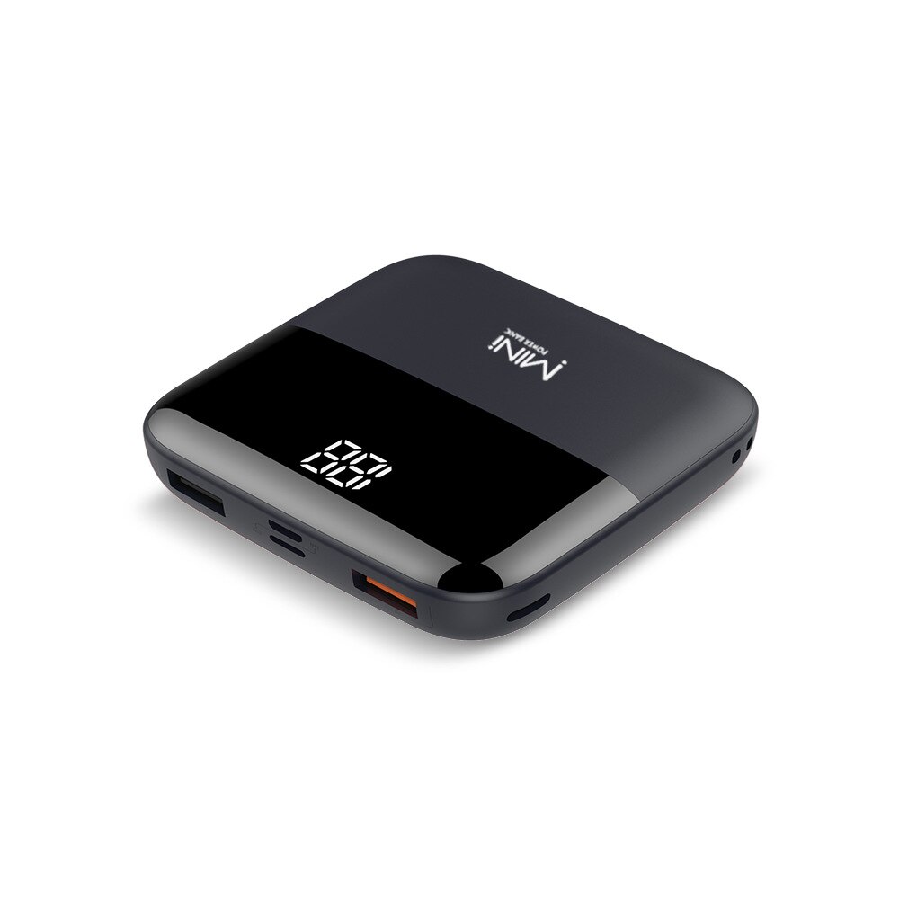 10000mAh Power Bank Mini Power Bank for iPhone 12 LED Power Display Portable External Battery Pocket PowerBank For Xiaomi: Black