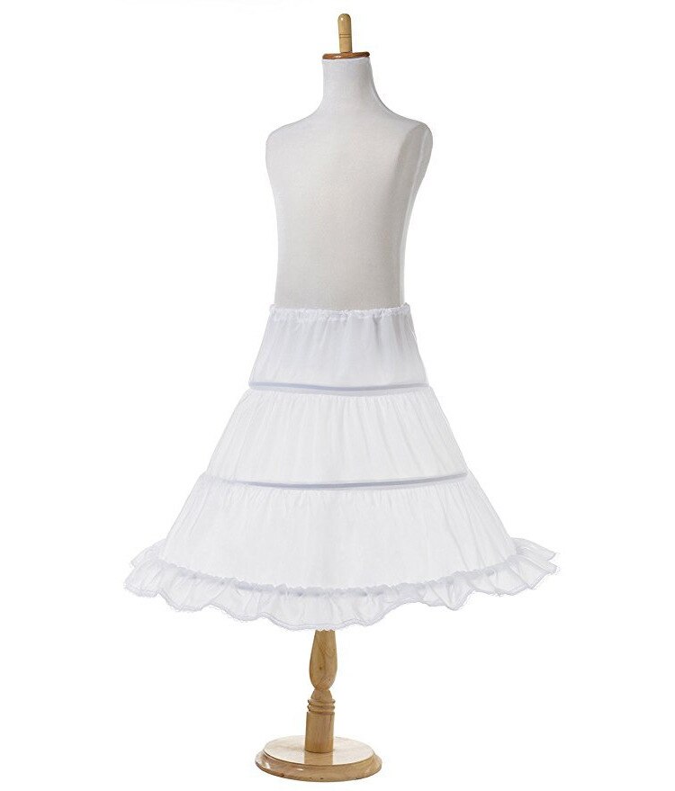 Taille unique blanc sous-jupe taille élastique cordon pour enfants filles fleur jupe avec princesse 3 cerceaux jupon princesse porter