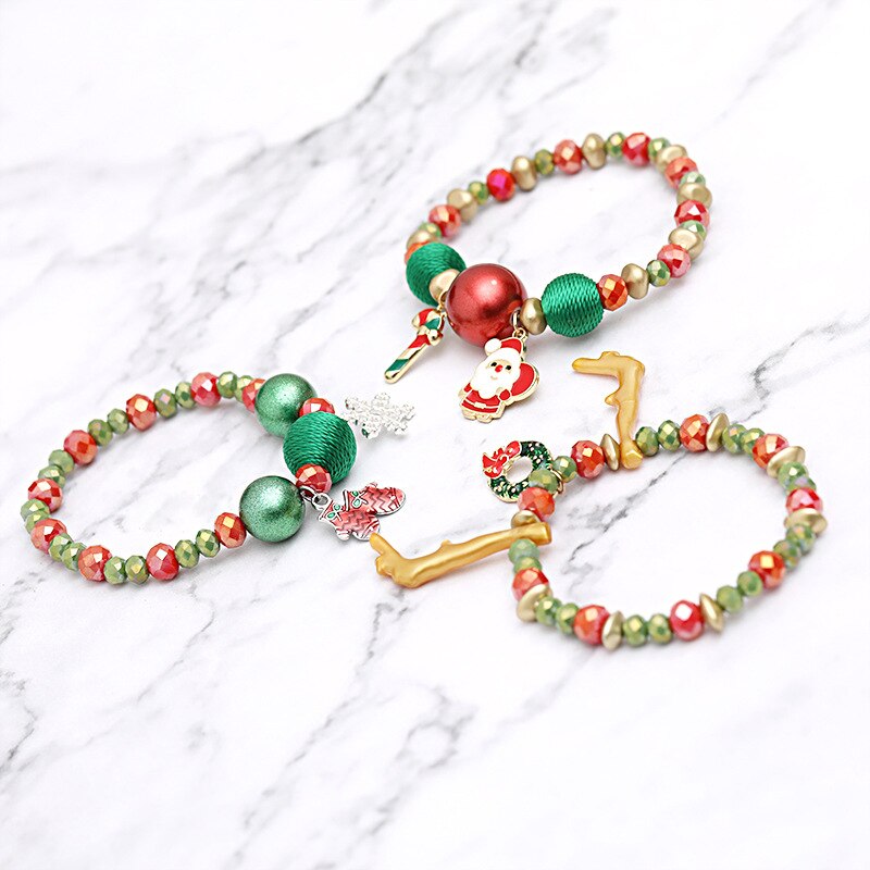 DoreenBeads Christmas Dainty Bracelets Delicate Beaded Bracelet Jewelry For Christmas Party Kids ,1 PC