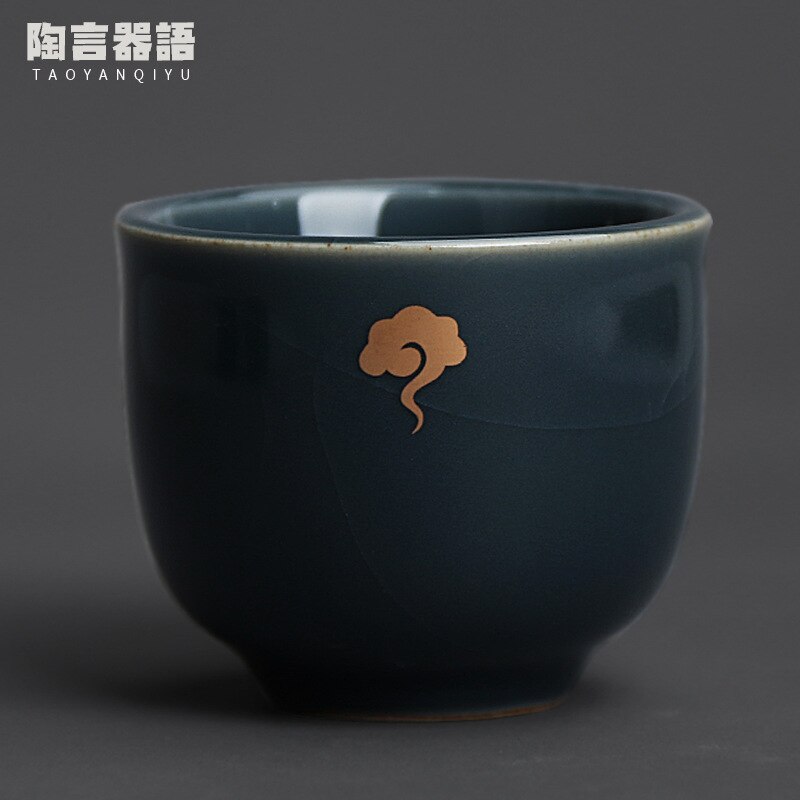Jingdezhen ji celadon glasur guld tekop håndlavet keramik kung fu te master single kop retro groft keramik te kop: -en