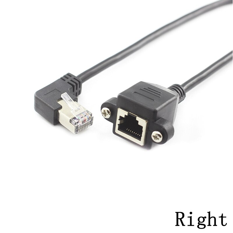 8Pin RJ45 Kabel Man-vrouw Screw Panel Mount Ethernet Lan Netwerk 8 Pin 90 Graden Haakse Verlengkabel 0.3M 0.6M 1M: Right / 60cm