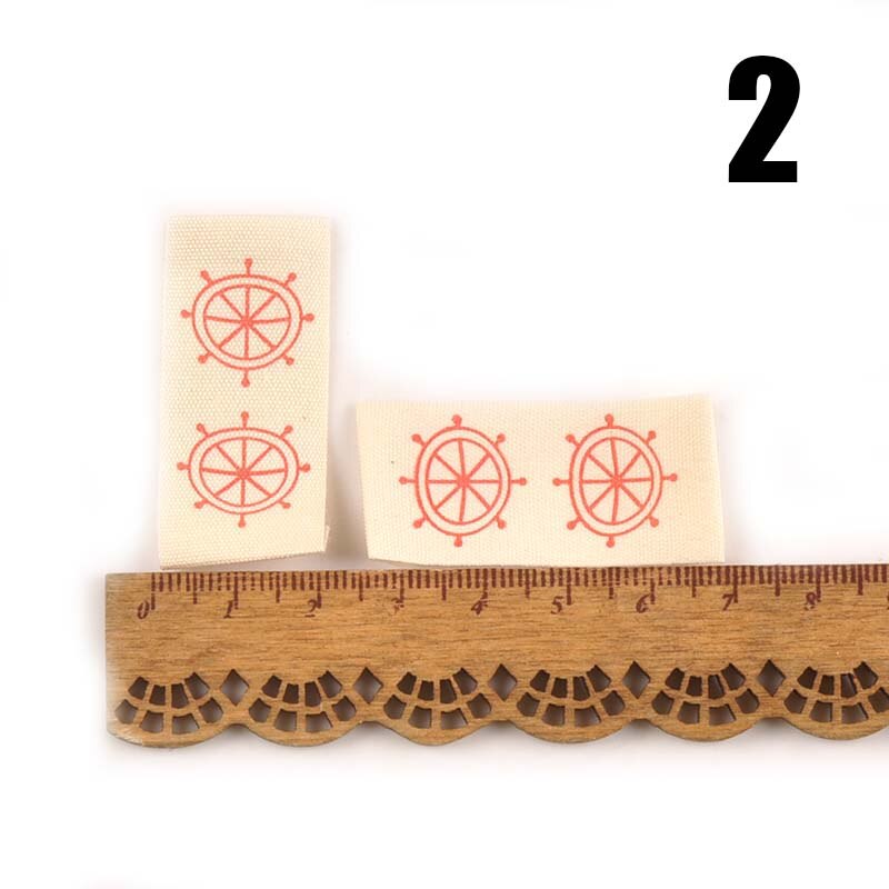 50 Uds Beige impreso tela de algodón de tejido carta etiquetas para coser etiquetas de prendas de hecho a mano etiquetas para Ropa Accesorios de artesanía para manualidades mezcla: 50pcs 2
