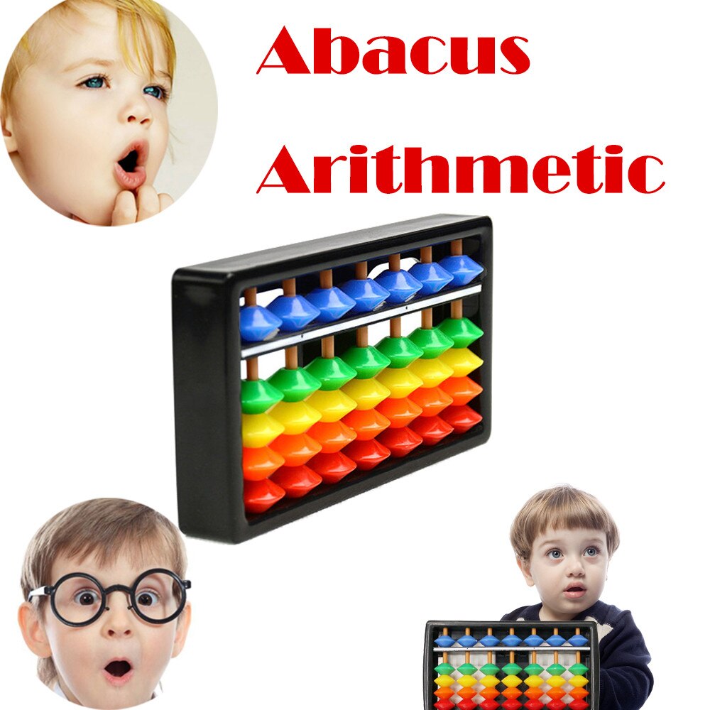Draagbare Plastic Abacus 7 Staven Kleurrijke Kralen Abacus Rekenen Soroban Kid 'S Berekenen Tool Speelgoed Educatief Abacus