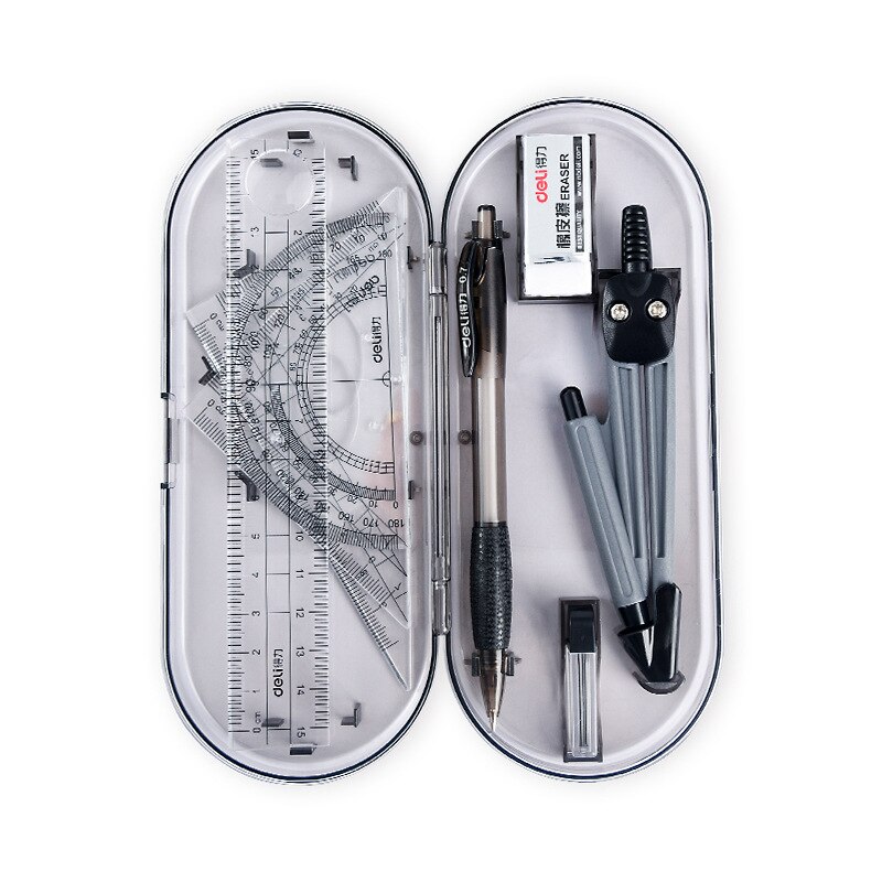 8 Pcs/set Protractor Drawing Triangle Eraser Compasses Set Math Eraser Ruler for Students School Supplies