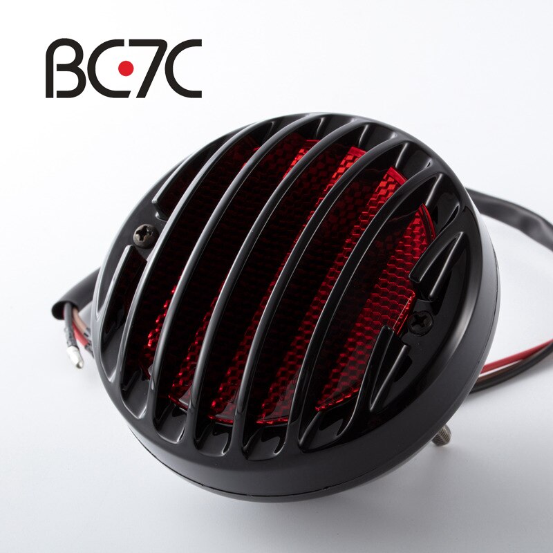 Motorfiets Accessoires Zwarte Ronde Grill Retro Rem Achterlicht Kentekenverlichting Voor Suzuki Harley Bobber Chopper Custom