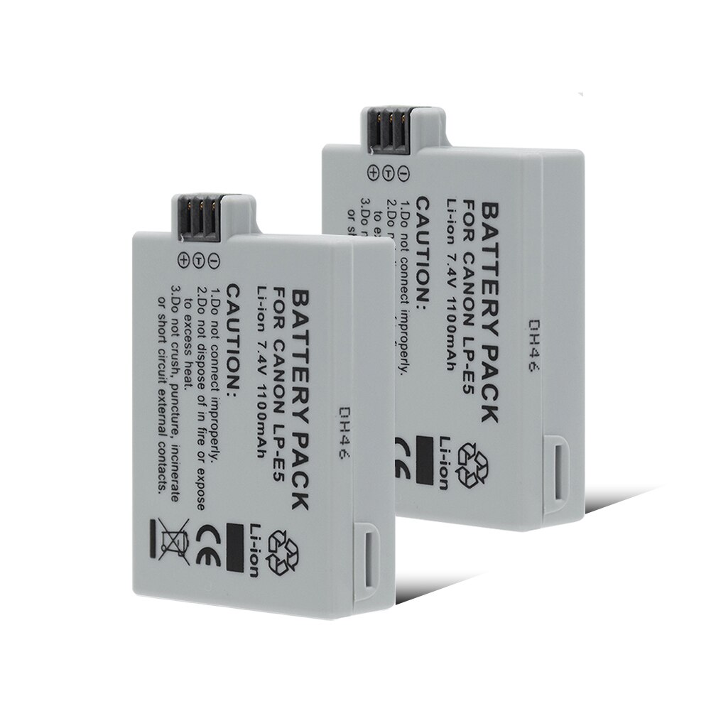 1/2 Pcs 7.4V 1100mAh Li-ion Lithium Battery For Canon EOS 450D Digital Kiss X2 Rebel XSi 500D Digital Kiss X3 Rebel T1i 1000D: 2 pieces batteries