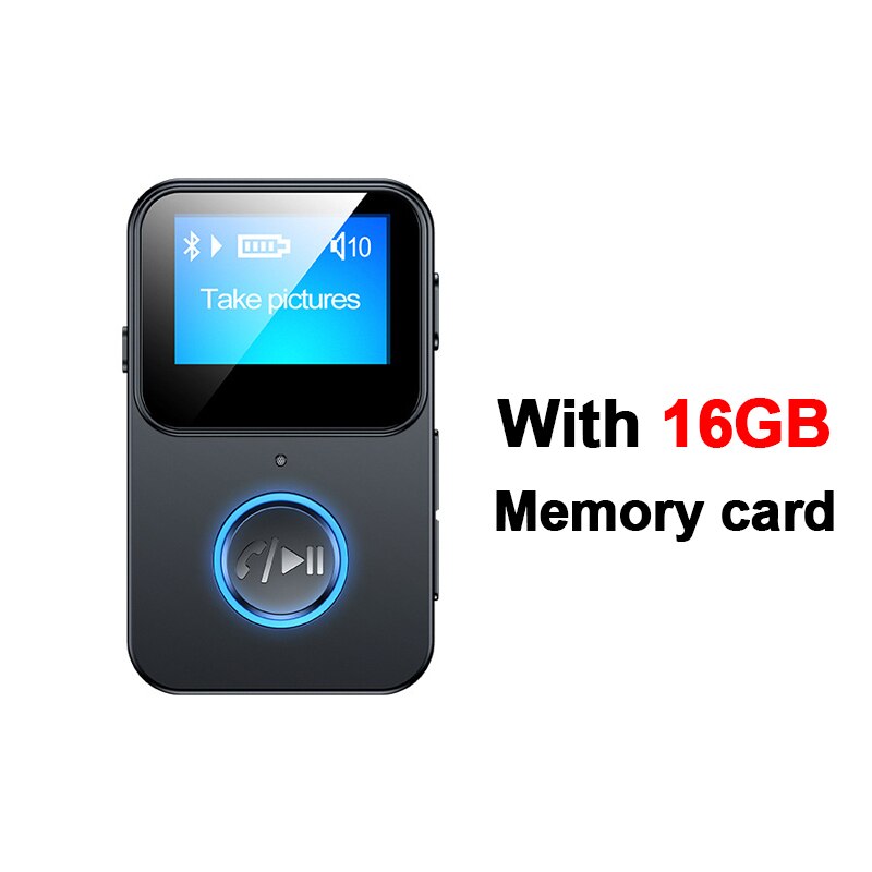 Mini MP3 Player Bluetooth 5.0 Student Sports Walkman Music player 8GB 16GB 32GB Clip TF Card AUX 3.5mm earphone Type-c: With 16gb SD card