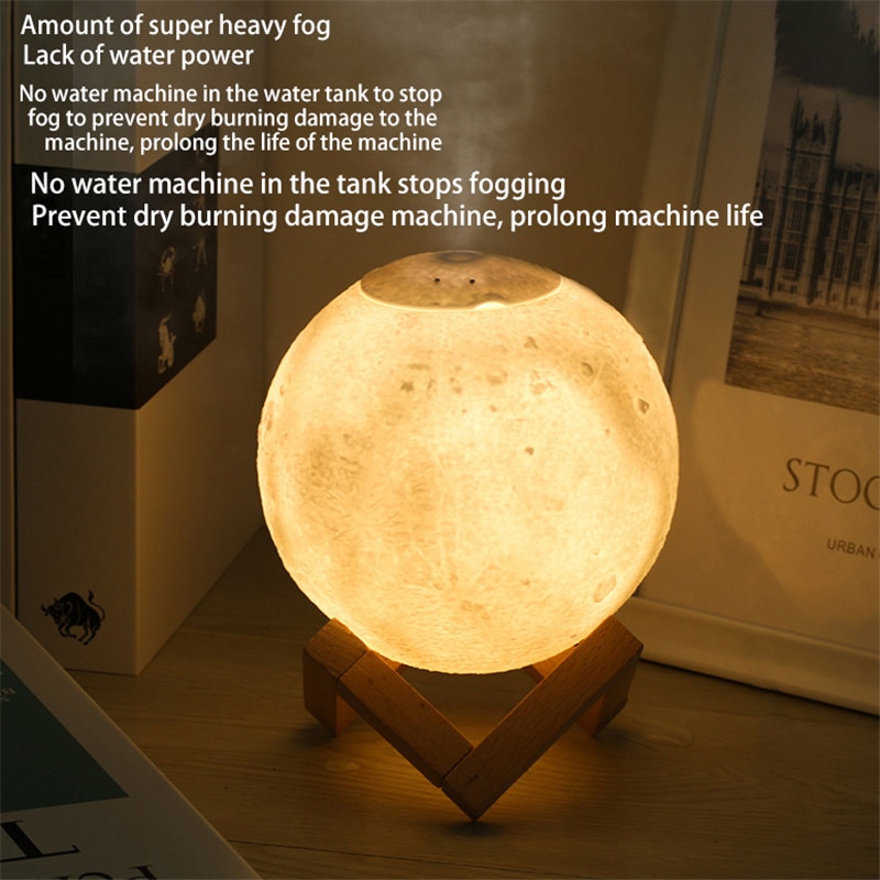880ML USB Aroma Diffuser Ultrasonic Essential Oil Air Humidifier 3D Moon Lamp Night Light Cool Mist Purifier