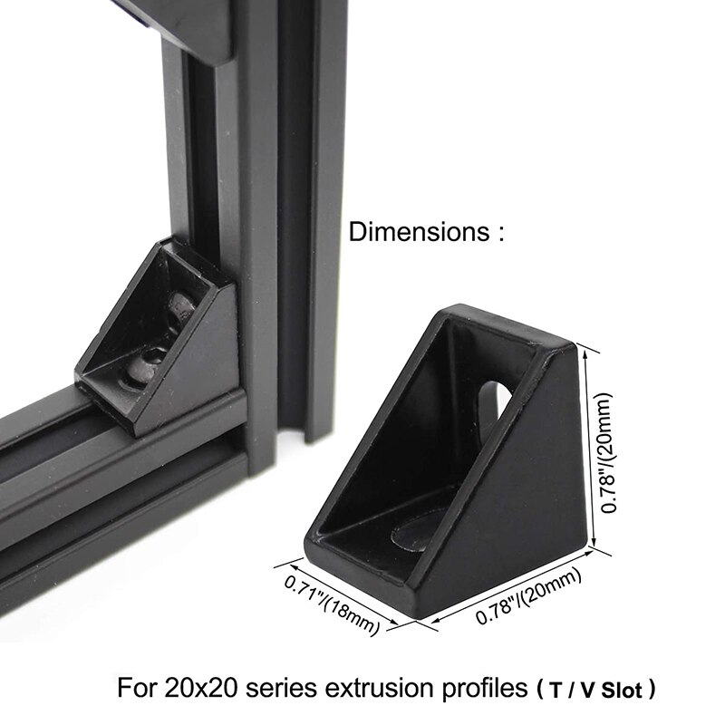 20 ensembles de supports d'angle, 40 écrous en T et boulon à vis hexagonale pour fente 6mm série , accessoires de profil d'extrusion d'aluminium