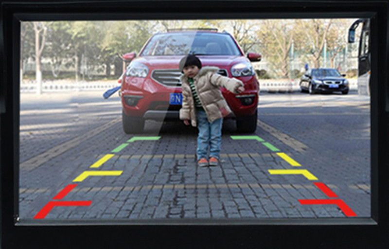 Monitor de coche 5 pulgadas TFT LCD pantalla a Color asistencia de estacionamiento inverso con 2 ENTRADA AV, cámara de visión trasera opcional
