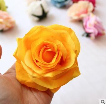 20 stk 9cm kunstige rosen blomsterhoveder silke dekorative blomsterfest dekoration bryllup væg blomsterbuket hvid kunstig rose: Guld