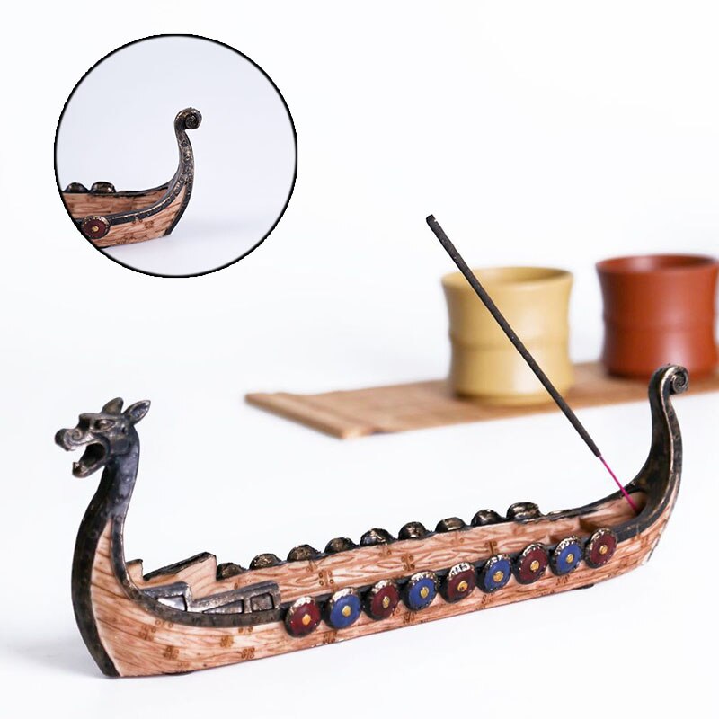 Longship dragão ornamentos barco incenso dispositivo interior vikings navios modelo de vela presentes de brinquedo pirata barco decoração da sala estar