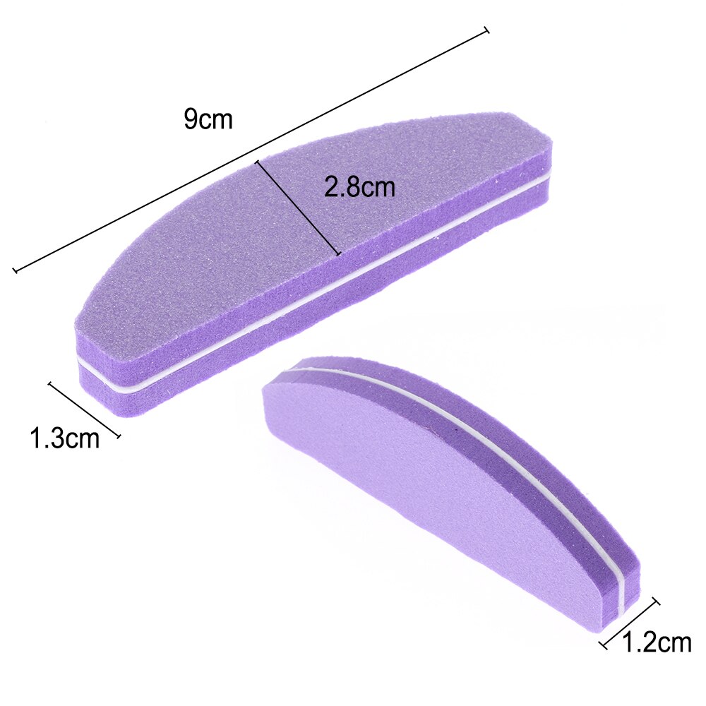 1Pcs Half Moon Nail File 100/180 Sponge Mini Nail Buffer Block Files For UV Gel Polish Colorful Manicure Sanding Nail Art Tool