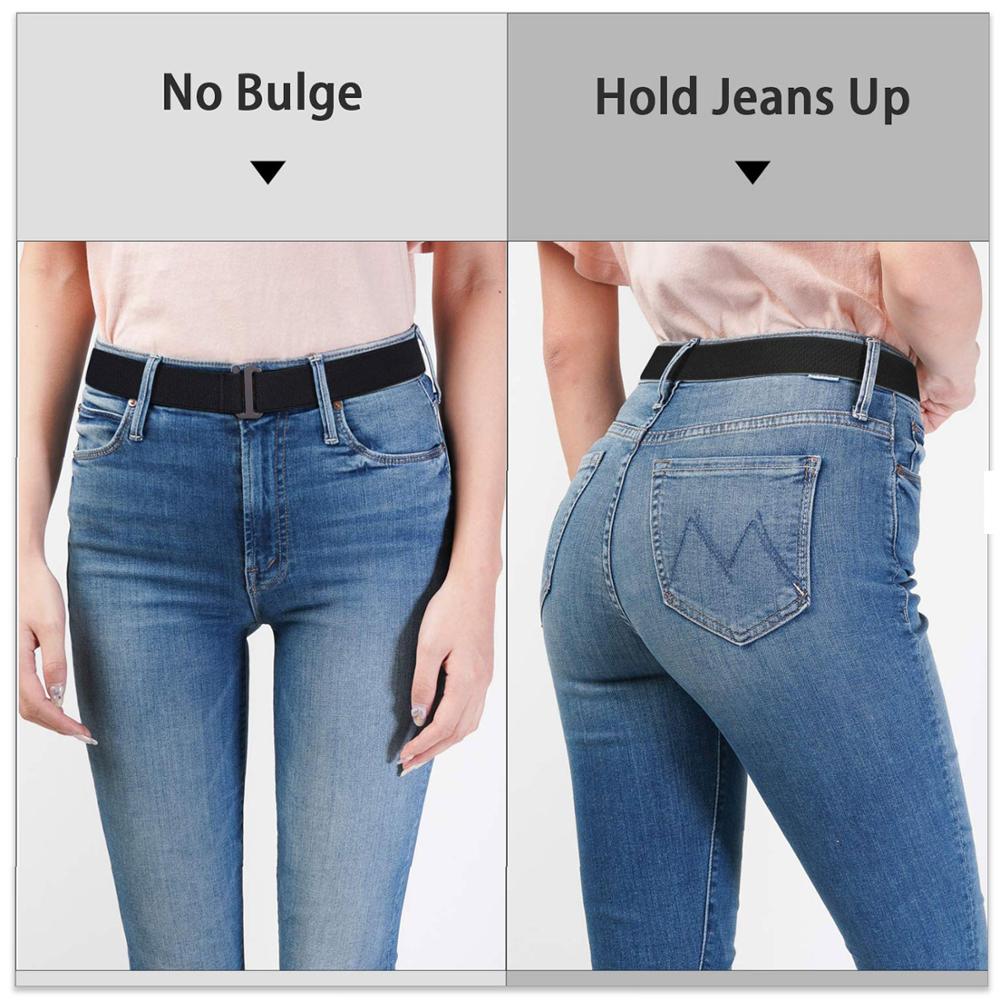 No show kvinder stretch bælte usynligt elastisk web rem bælte med fladt spænde til jeans bukser kjoler