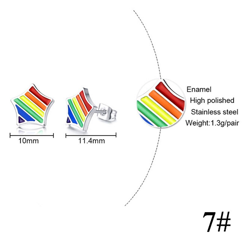 Lgbt Rainbow Rvs Oorbellen Lesbische Gay Pride Stud Oorbel Voor Mannen En Vrouwen (1 Paar): 7