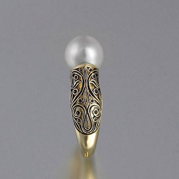 Vintage Bloem Grote Gesimuleerde Pearl Ring Sieraden Kostuum Sieraden De Koning Van De Ring Geeft EEN Aan EEN Vrouw roestvrij Ringen