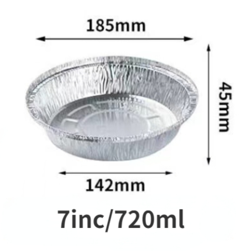 7/8/9Inch Disposable Aluminum Foil Pan(Without Lid) Round Tin Foil Tray for Air Fryers Baking Cooking Storage Roasting 20Pcs: Light Grey