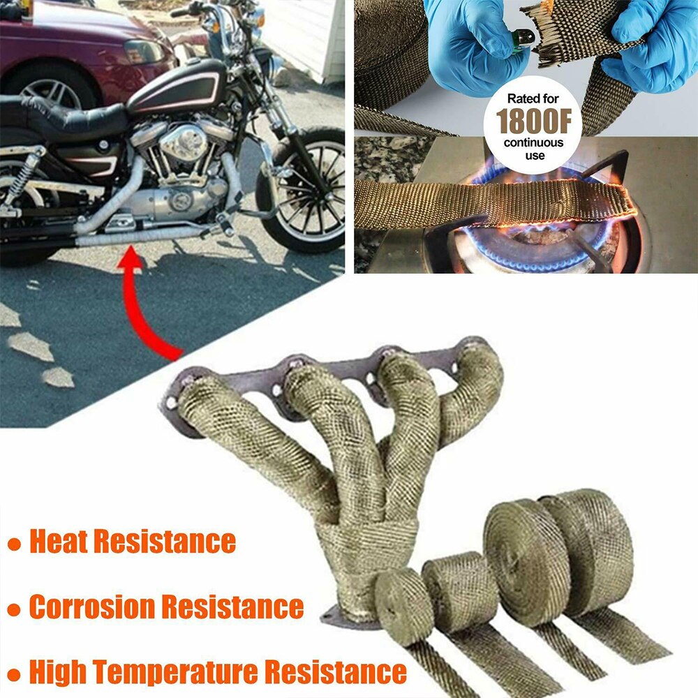 Tuyau d'échappement Anti-rouille avec bande de Protection en titane or, 10m, bande isolante thermique pour moto