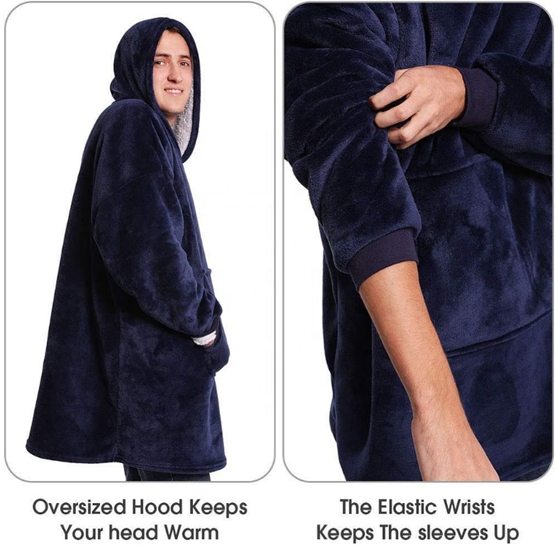 Winter Blanket with Sleeves Oversized Hoodie Fleece Warm Hoodies Sweatshirts Giant TV Blanket Hoody Robe