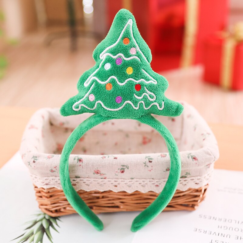 Kawaii santa, snemand, elg, fyr udstoppet dukke legetøj pandebånd hårbånd til pige jul: Fyrretræ