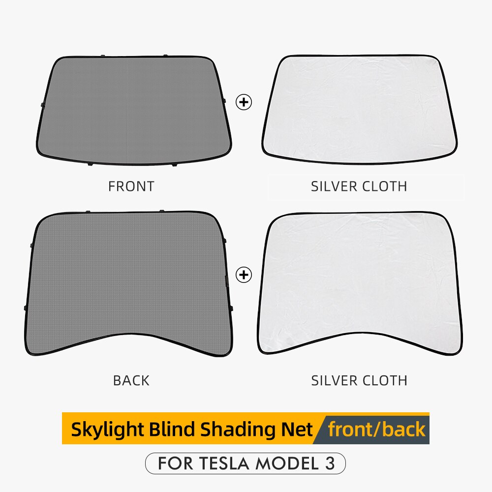 Haloperformance modell 3 bil solskjerm bak for tesla modell 3 tilbehør tak takvinduer tesla modell tre: Foran og bak 1