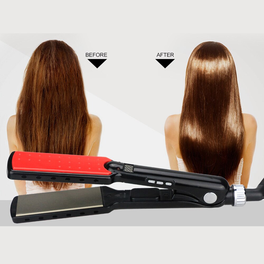 Titanium Angled Wide Plate Hair Straightener 470F High Temperature Flat Iron Veer Hair Straightening Styling Tools