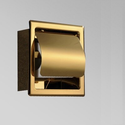 304 rustfrit stål poleret væg forsænket indbygget toiletpapirholder offentligt hotel rose guld skjult rullevæv: Guld single