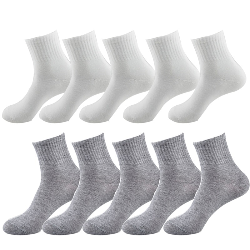 10pair Women Socks Breathable Ankle Socks Solid Color Short Comfortable Cotton Low Cut Socks Black White Gray