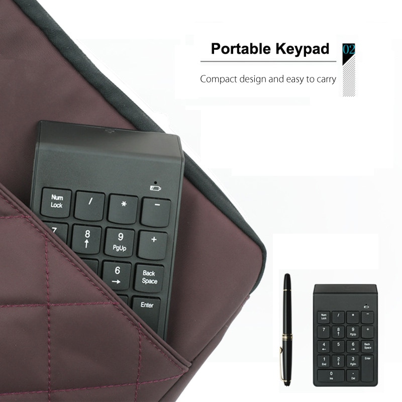 G1 2.4G Wireless Numeric Keypad USB Ultra Slim Digital Keyboard Mini Ergonomic Number Pad Standard 18 Keys for iMac/MacBook