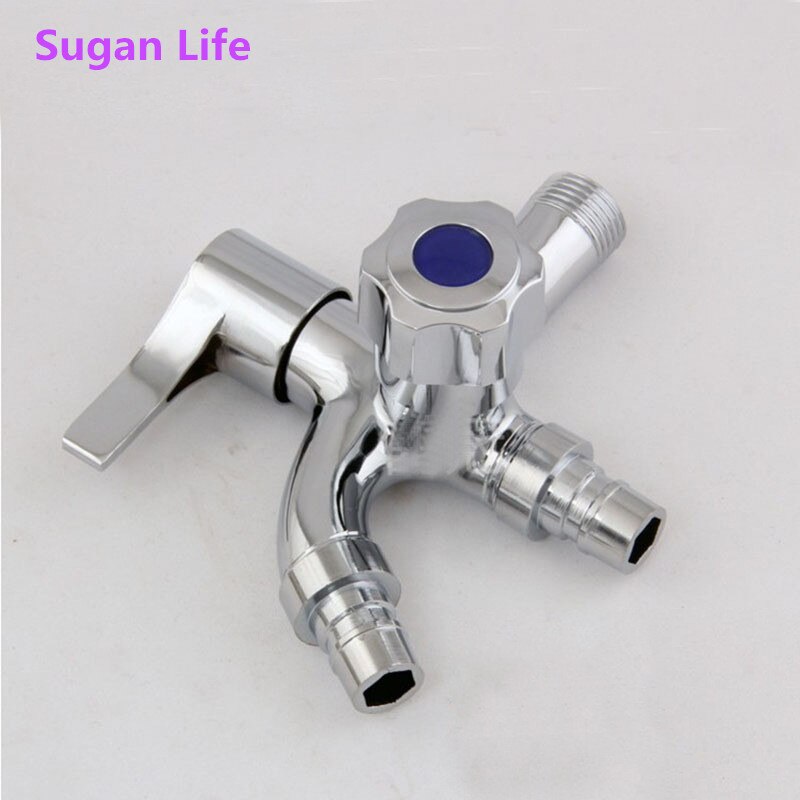 1pc Multi-function Faucet Double Faucet Quick Open Single Cold Bibcocks G1/2' Washing Machine Tap