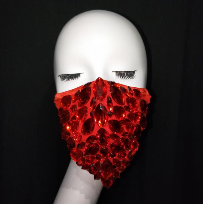 Goud zilver rode stenen maskers performance show dragen kostuum strass steentjes maskers