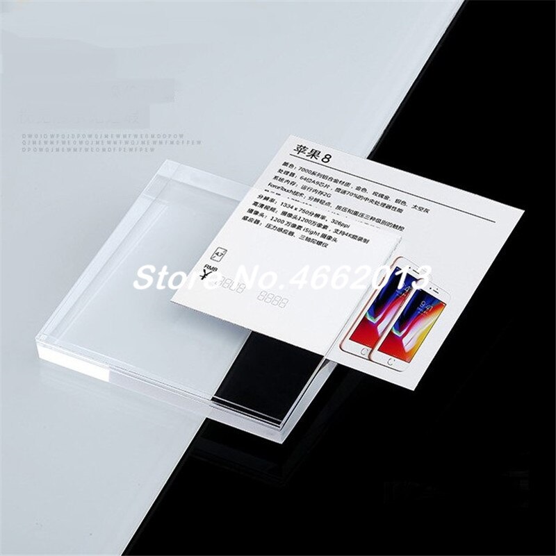 10 X table top sign holder Acrylic Mobile Cellphone Price Tag Holder Beveled Square Sign Holder Phone Advertising Display Stand