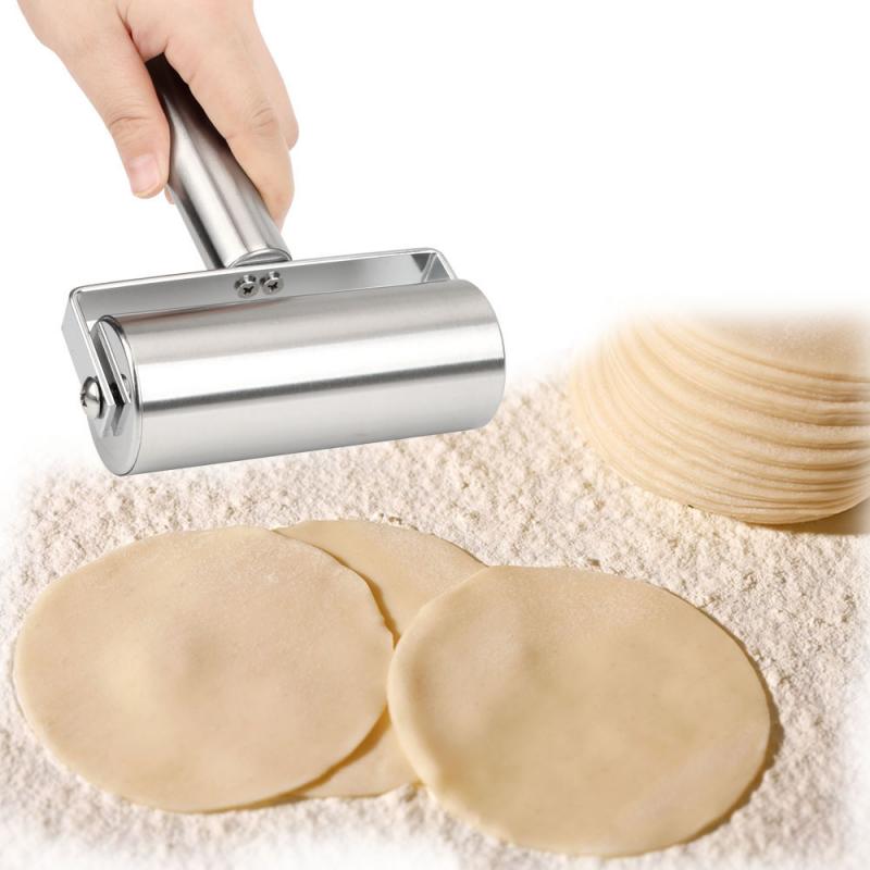 Rvs Deegroller Gebak Pizza Fondant Bakers Roller Metalen Keuken Tool Voor Bakken Deeg Pizza Cookies Koken Tool