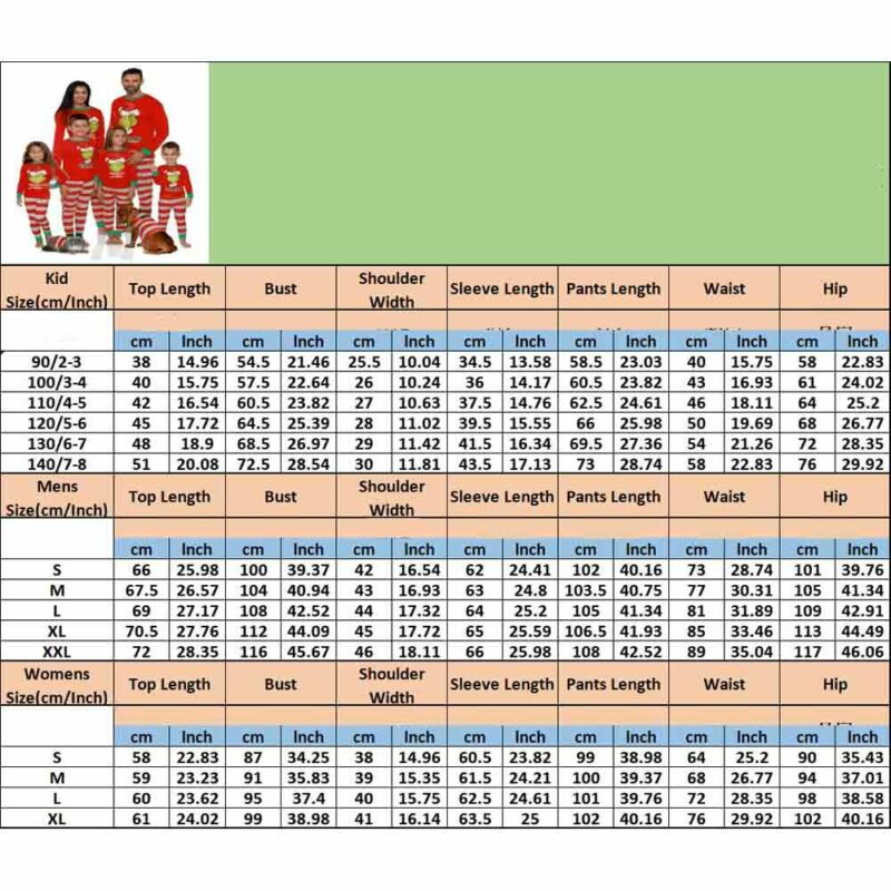 Familie matchende pyjamas sæt juletrykt voksne mænd kvinder børn drenge piger pyjamas nattøj efterår vinter