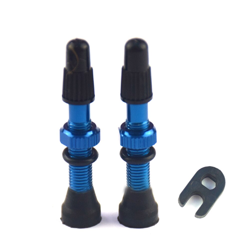 2Pcs 48/60/78mm MTB Road Bike Presta Valve Cap Bicycle Tubeless Tires Alloy Copper Presta Wheel Rim Valve Stems Dust Cover: Blue 48mm