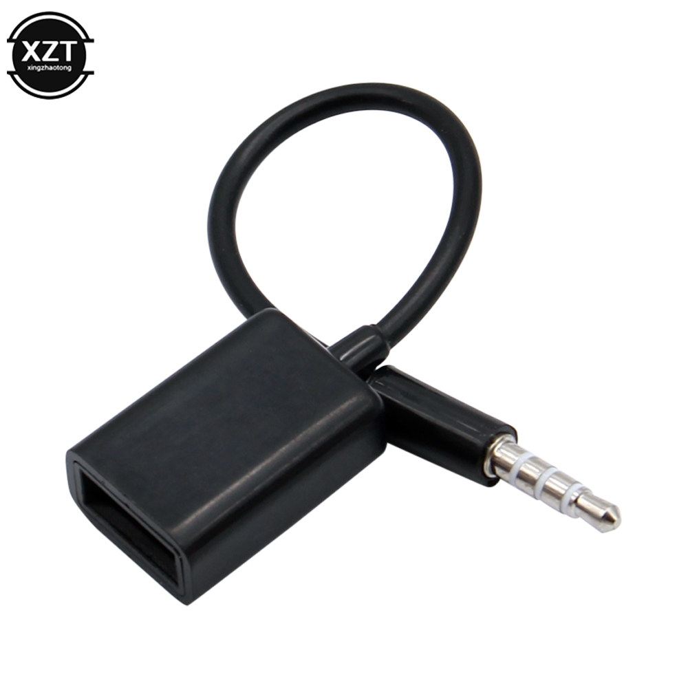 3.5mm Male AUX Audio Plug Jack To USB 2.0 Female Converter Cable Cord For Car MP3