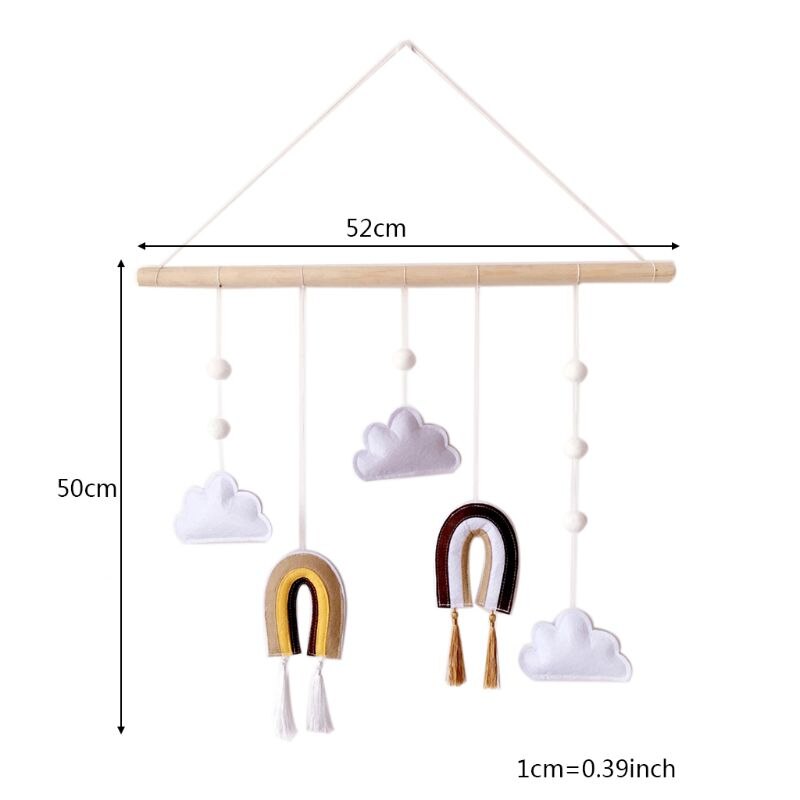 Decoración de madera para colgar en la pared, nube, fieltro arcoíris, adornos artísticos para la pared, para el hogar, dormitorio infantil