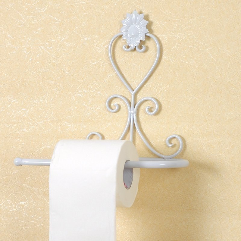 Soporte de papel higiénico para baño de hierro forjado retro Portarrollos de papel soporte de papel de pared para baño decoraciones de baño bandeja de papel higiénico: 1