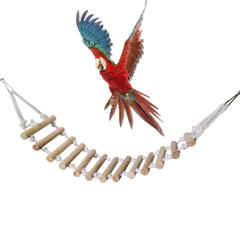 Vogel Houten Ladder Bridge Hamster Klimtouw Ladder Speelgoed Eenvoudige Installatie Ideaal Voor Kleine Tot Middelgrote Vogels
