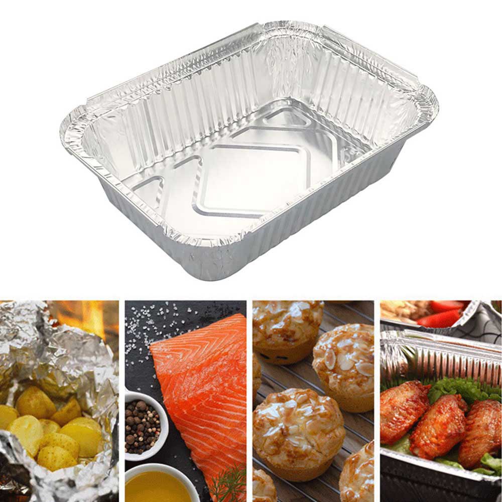 Disposable Barbecue Tray Aluminum Foil Grease Tray Recyclable Barbecue Grill Claypot Aluminum Foil Lunch Box