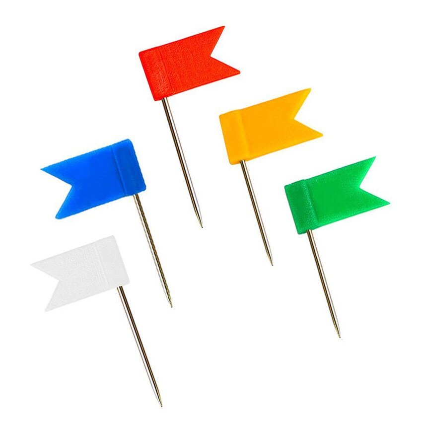 Chinchetas largas con forma de bandera para el hogar y la Oficina, herramientas decorativas con tachuelas, tablero de corcho de colores, mapa marcado, 50 unids/lote