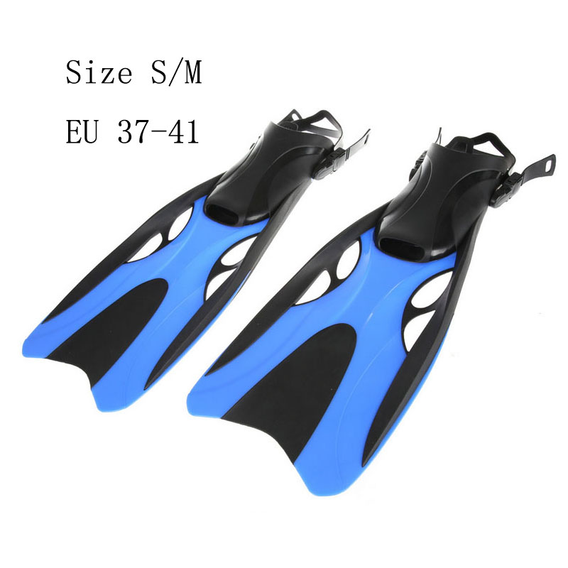 Pinne professionali per immersioni subacquee scarpe da nuoto regolabili per adulti pinne da immersione per Monofin con piede da Snorkeling lungo sommergibile in silicone: blu Size S M