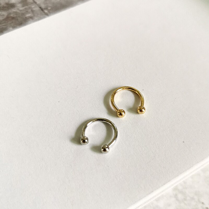 Ghidbk Kleine Vormige C Gouden Bal Oorbellen Clips Minimalistische Geometrische Half Cirkel Ring Earring Verklaring Oor Manchetten Demo Oorbel: gold 1 silver 1