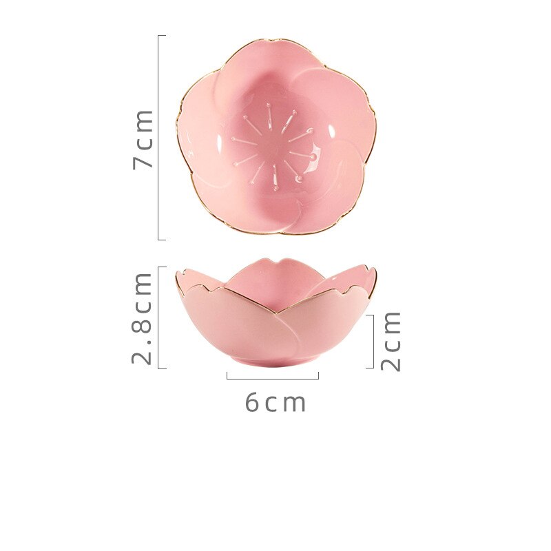 Ceramic Sauce Dish Golden-Edged Ceramic Cutlery Dipping Saucer Chopstick Holder Plate Sakura Shaped Soy Sauce Vinegar Saucer: -2