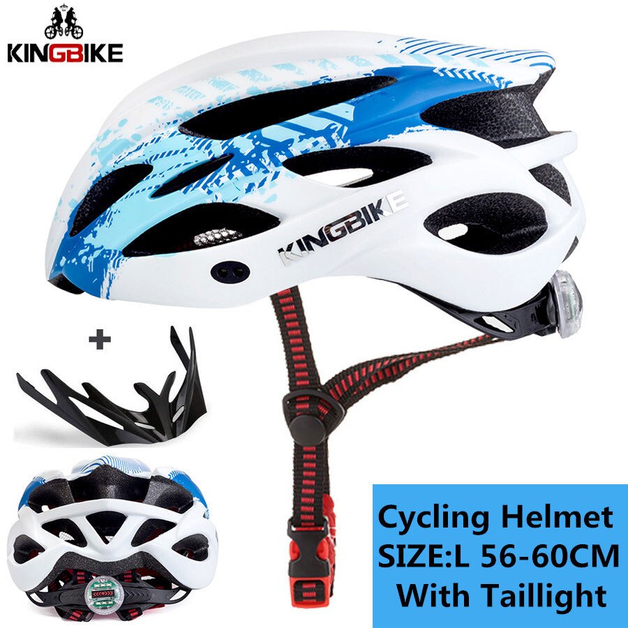 KINGBIKE Cycling MTB Road Helmet Bicycle Women Men Integrally-molded Ultralight Helmet Cycling Helmet Light pc capacete ciclismo: J-675-blue / L