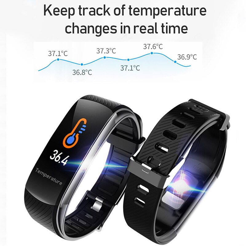 Sporthorloge heren digitaal lichaamstemperatuur polshorloges dames elektronische digitale klok siliconen band bloeddruk android ios